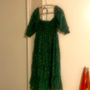 Hill House Nesli Nap Dress in Emerald Trellis